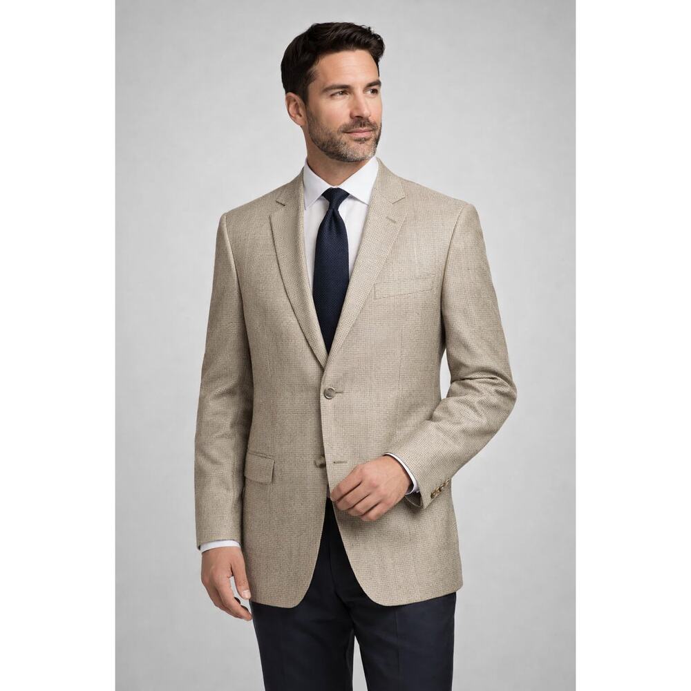 Hart Schaffner Marx 42L Champagne Textured Blazer Classic Fit 2 Button USA